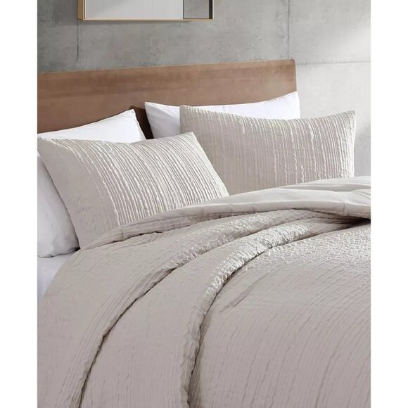 Kenneth Cole Serenity Wavy Lines Comforter Set Twin Beige $100 - Picture 5 of 5